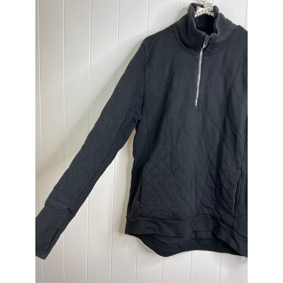 Lululemon Forever Warm Quilted Half Zip Sweatshirt/Pullover in Black Size 12 - Picture 1 of 11